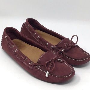 Mercanti Florentini Burgundy Suede Driving Moccasin Slip On Shoes Size 6.5